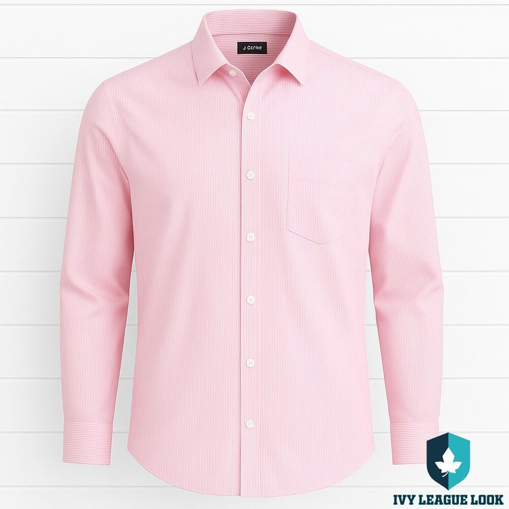 J.Crew Pink Stripe Classic Dress Shirt Mens L Flex Wrinkle Free Thompson Fit
